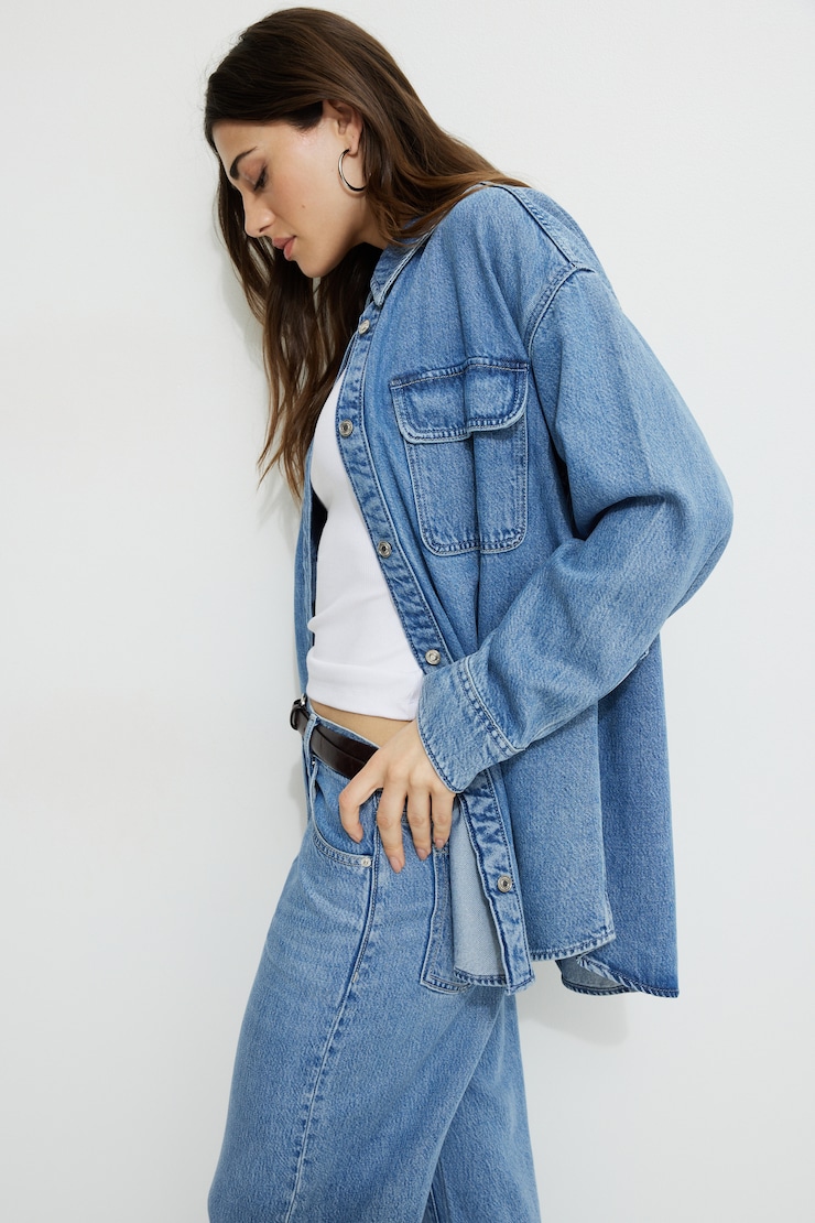 Oversized Tencel™ Denim Shirt Medium Indigo / Oxford Blue large