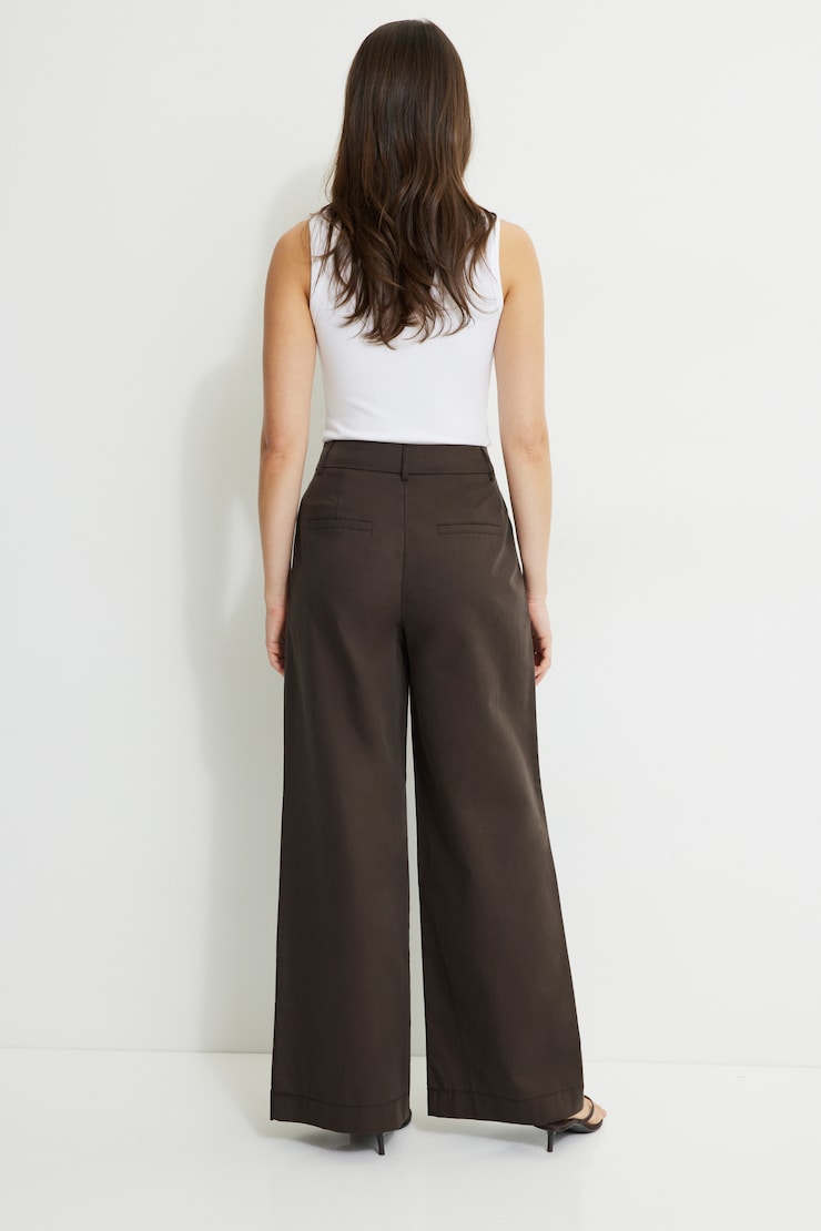 Pleated Wide Leg Pants Java Brown large