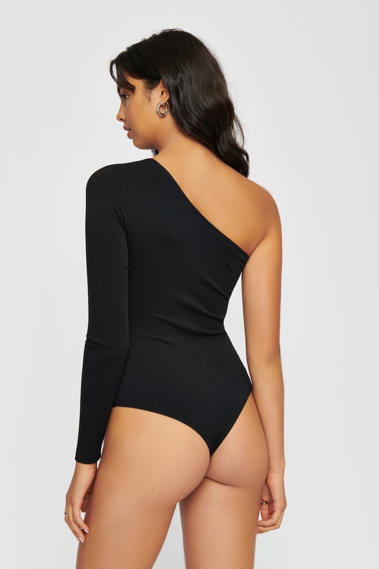 トップス decollete cut-out bodysuit Cutout One-Shoulder Bodysuit Jet Black | Dynamite