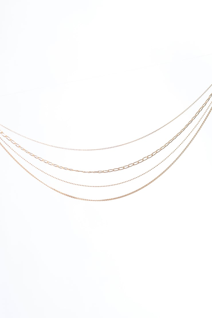 Set of 5 Dainty Chain Necklaces, Nugget Gold, large