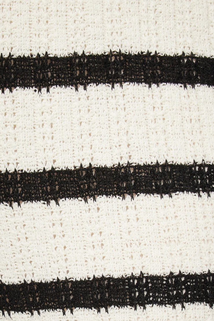 Malika Crochet Wide Leg Pants White Crochet Stripe large