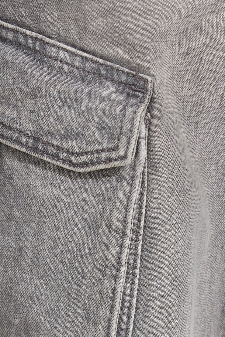 High Rise Wide Cargo Jeans, Pewter Grey, large