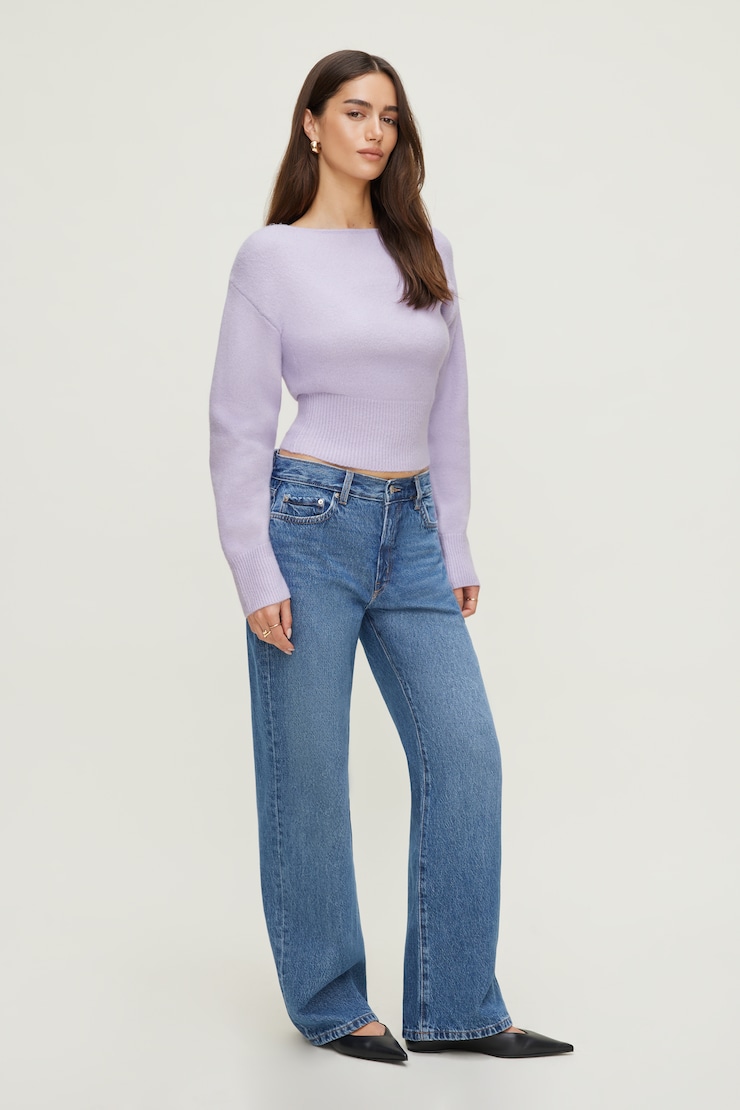 Juliet Cinched Boat Neck Sweater Orchid Petal Purple large