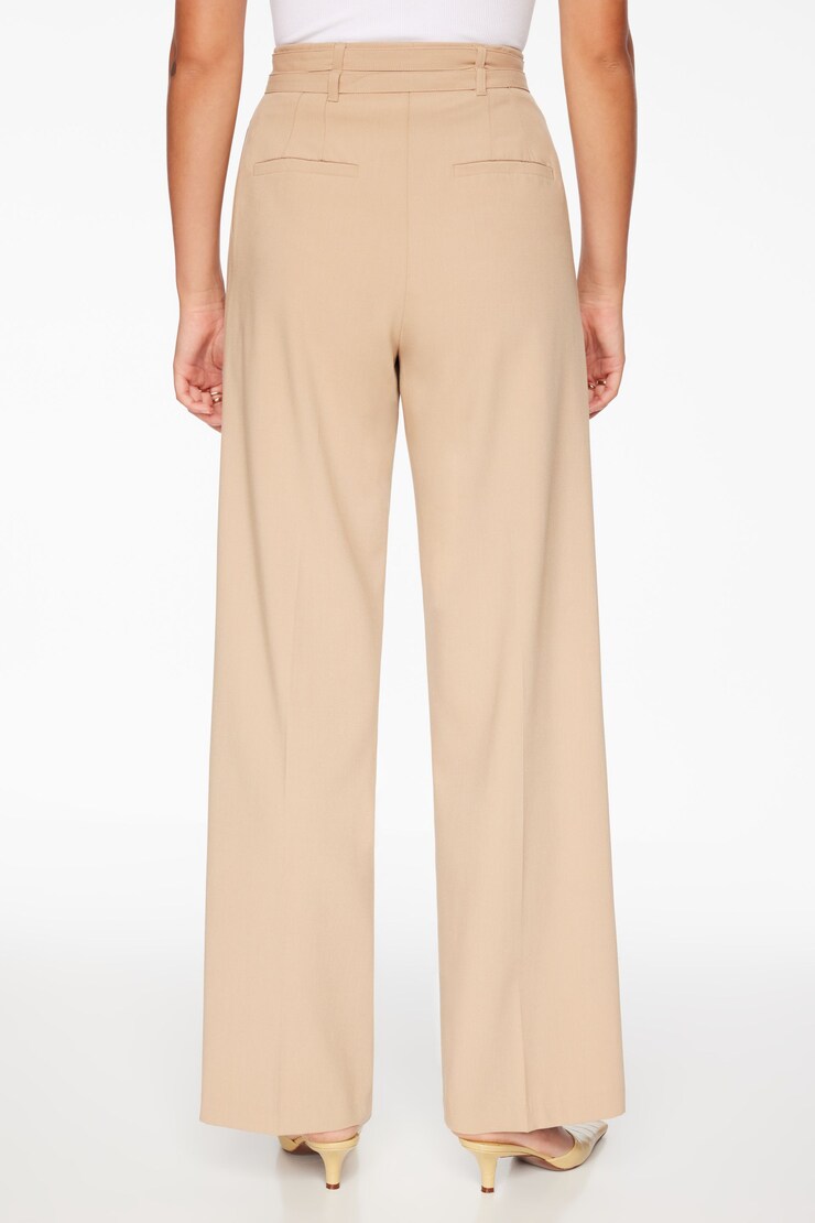 Belted Wide Leg Pants Almond Tan Beige large