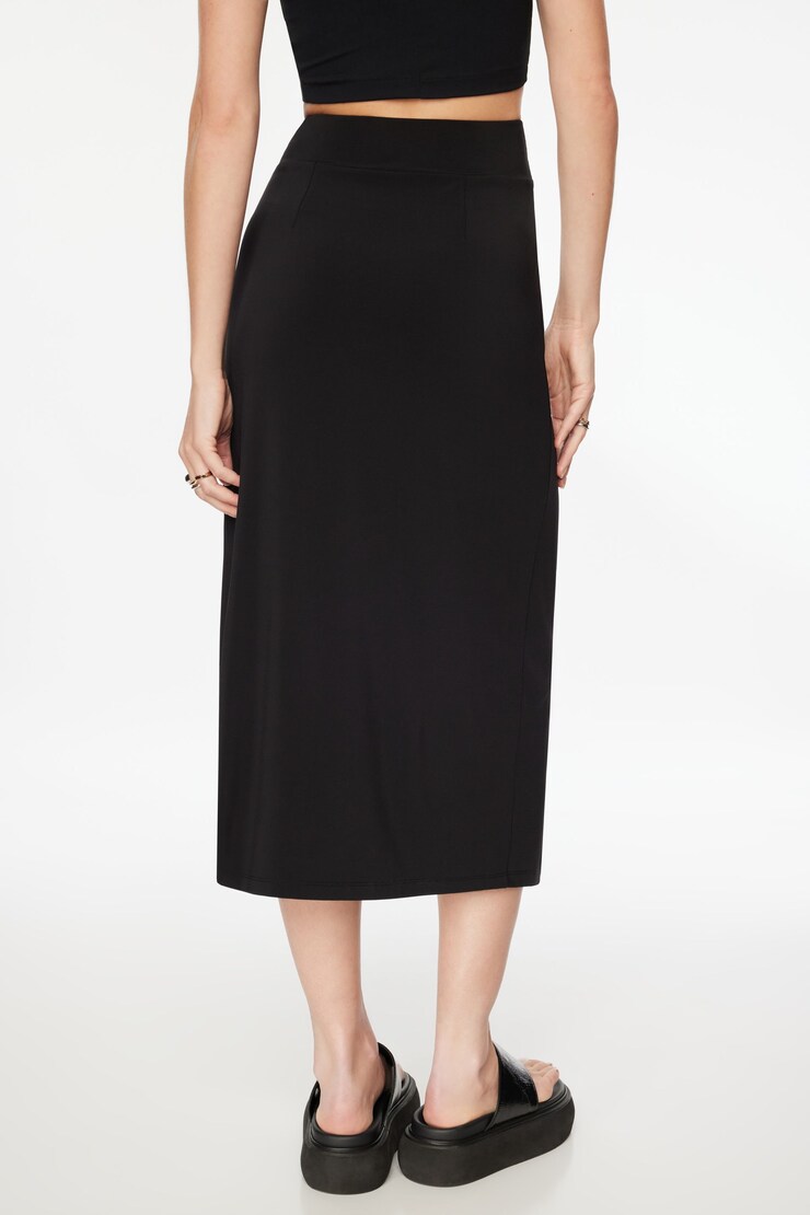 Naia Sculpt Midi Skirt With Slit  Jet Black  large