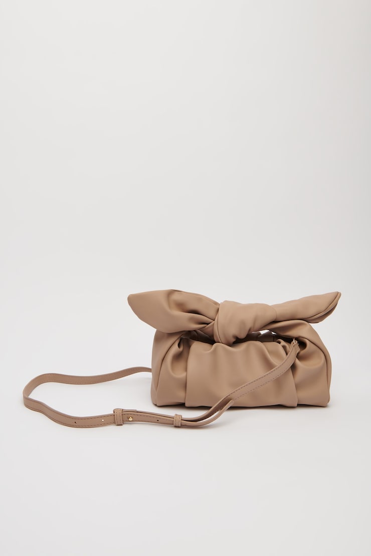 Sac à main plié avec nœud Beige taupe  large