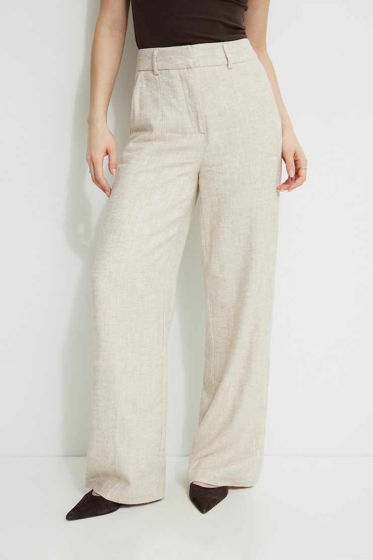 Yasmin Linen Straight Leg Pants Beige large