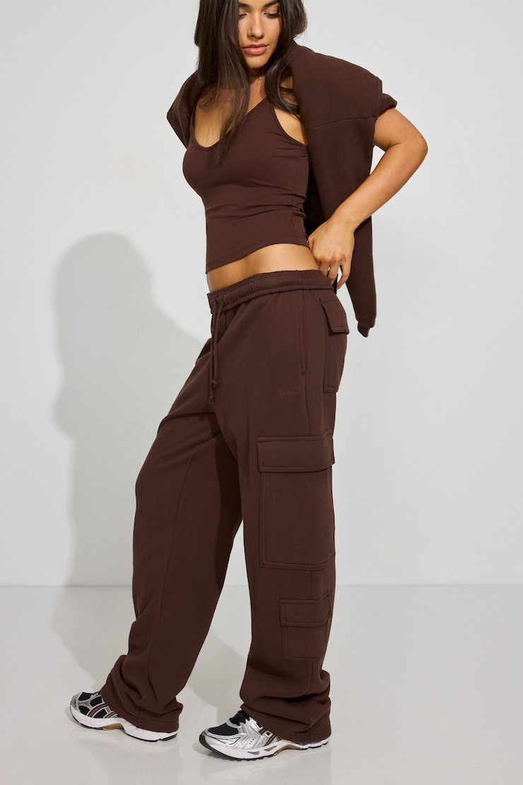 UltraFleece Cargo Sweatpants, Armadillo Brown, large