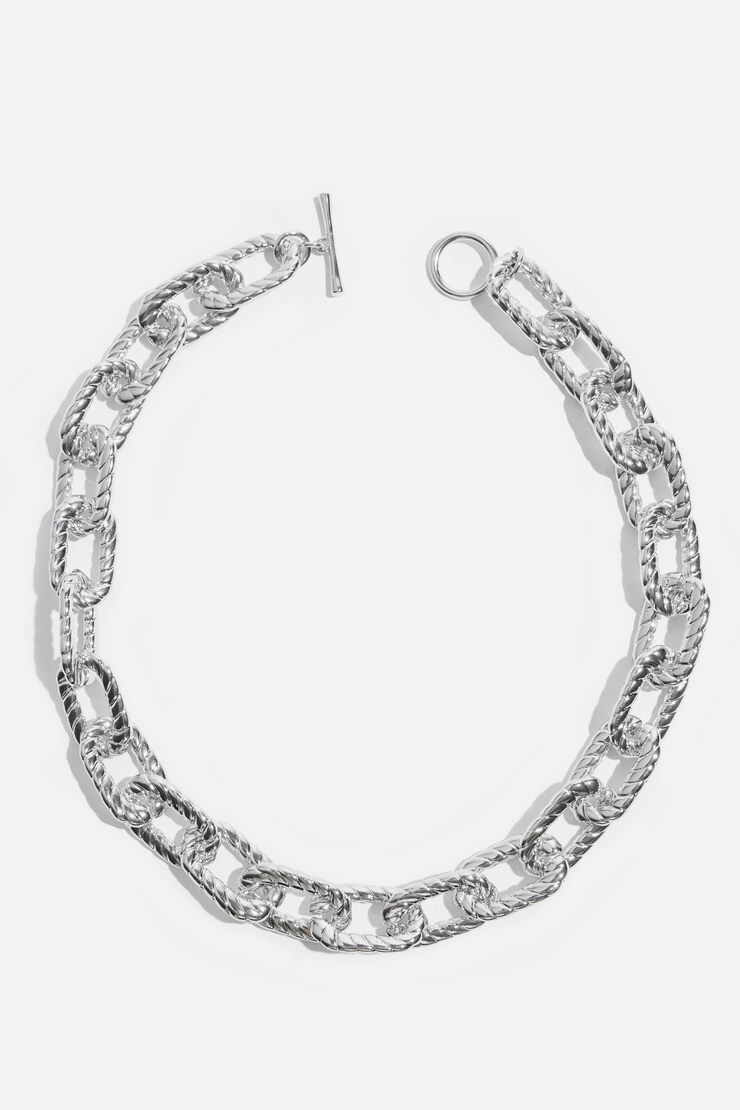Roped Chain Link Necklace Silver large