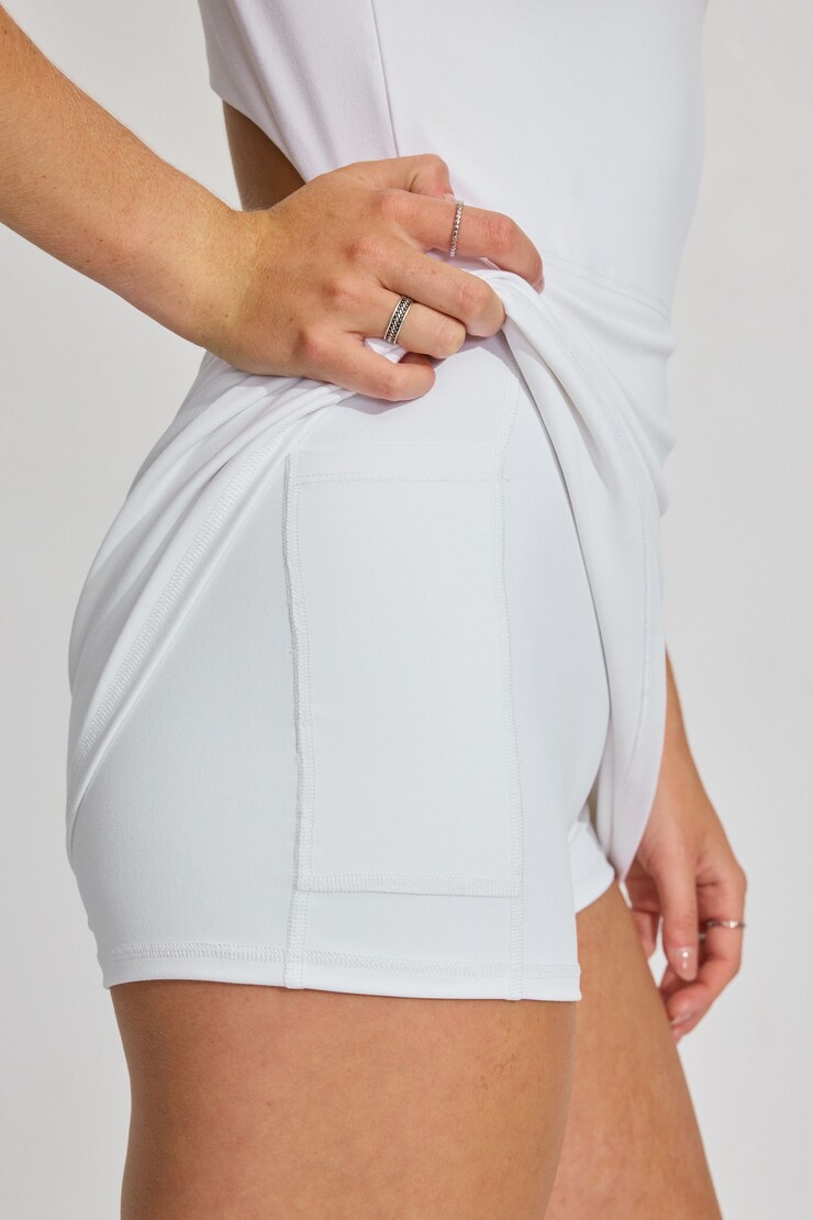 Square Neck Active Skort Mini Dress, Bright White, large