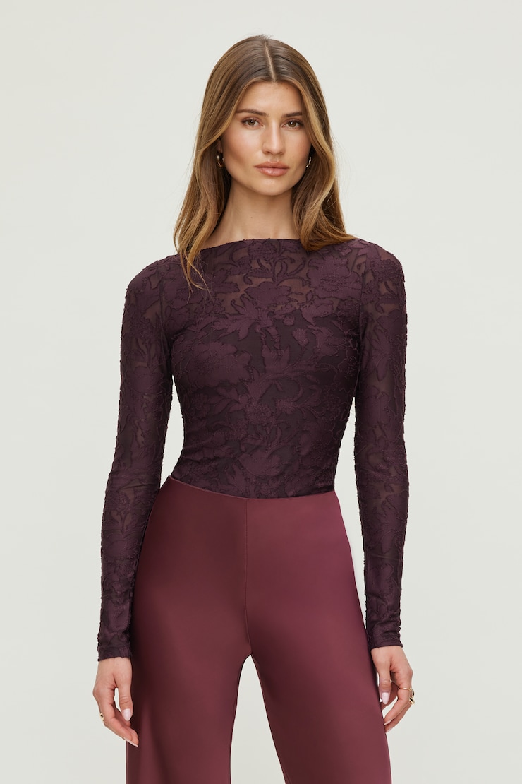 Dylane Jacquard Bodysuit Red | Dynamite