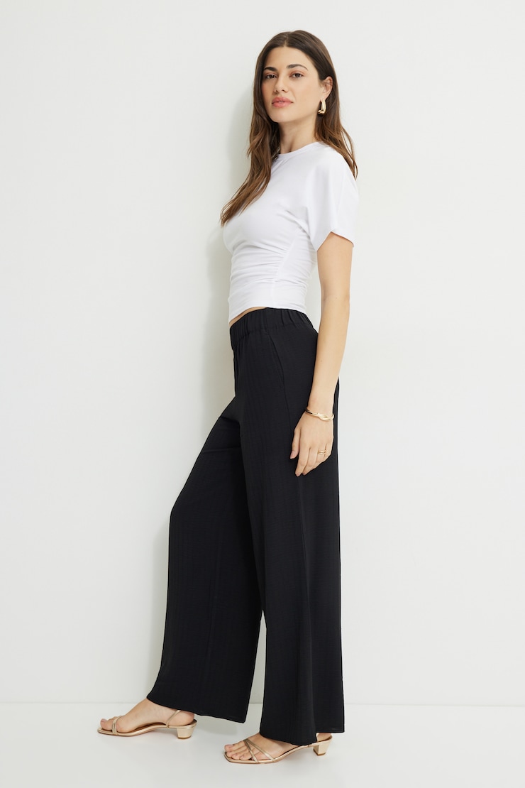 Wide Leg Pull On Pants Jet Black large