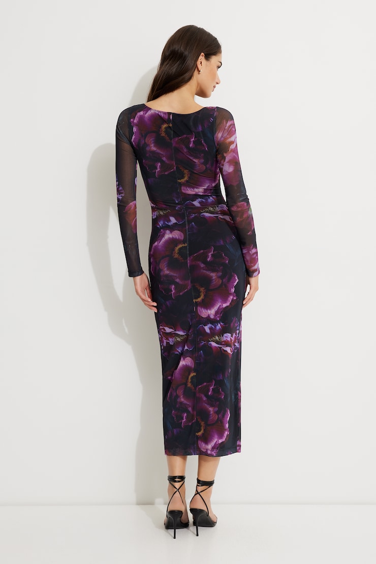 Serene Mesh Maxi Dress Purple Peonies large