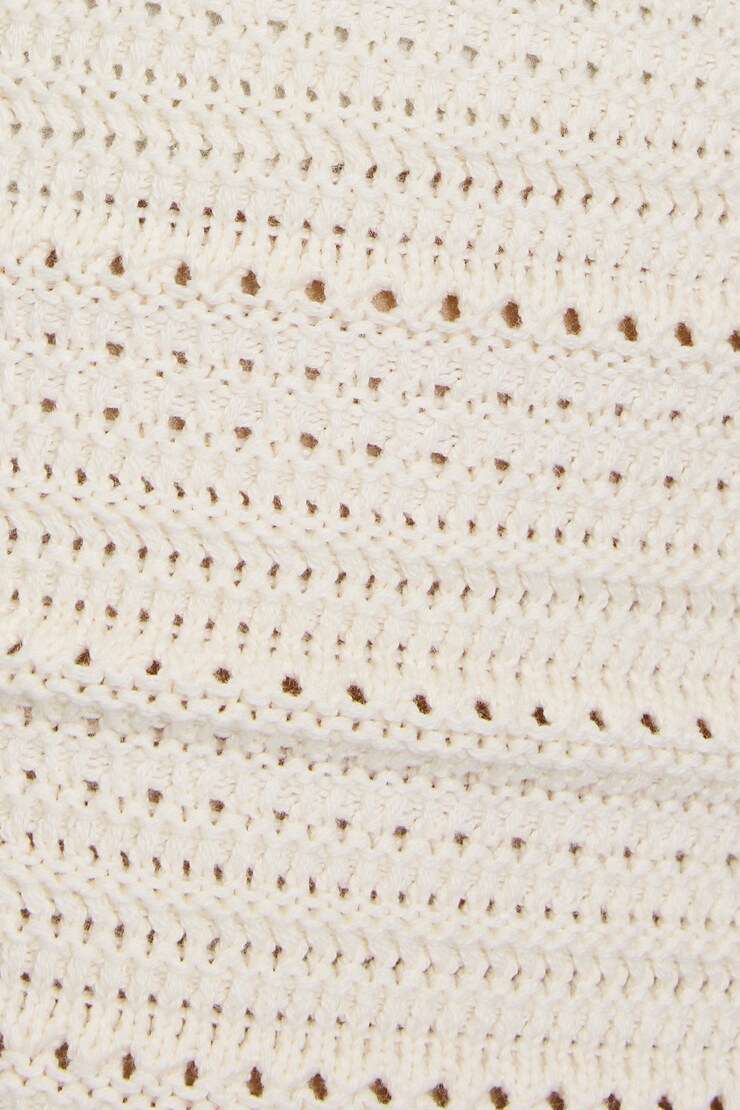 Plunge Neckline Crochet Halter Top, Sea Salt Off-White, large