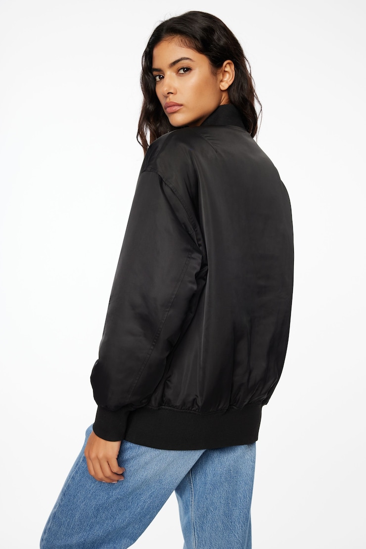 Satin Bomber Jacket Jet Black  large