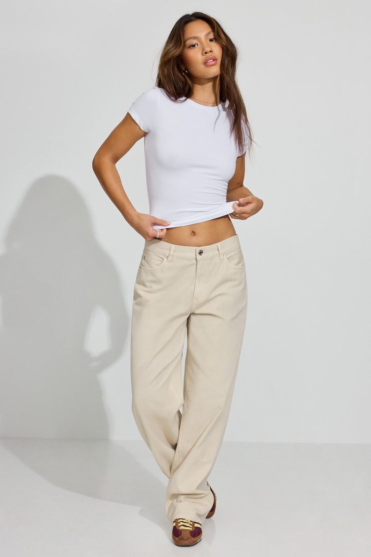 Low Rise Baggy Pants, Perfect Pearl, large