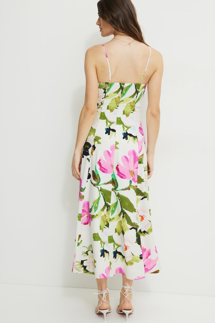 Robe maxi Belle à col en cœur Fleurs peintes large