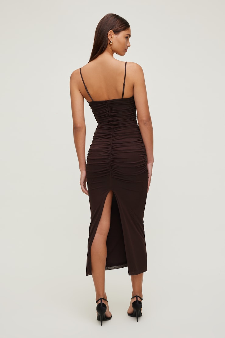 Mona Mesh Midi Dress Cherry Lacquer Burgundy large