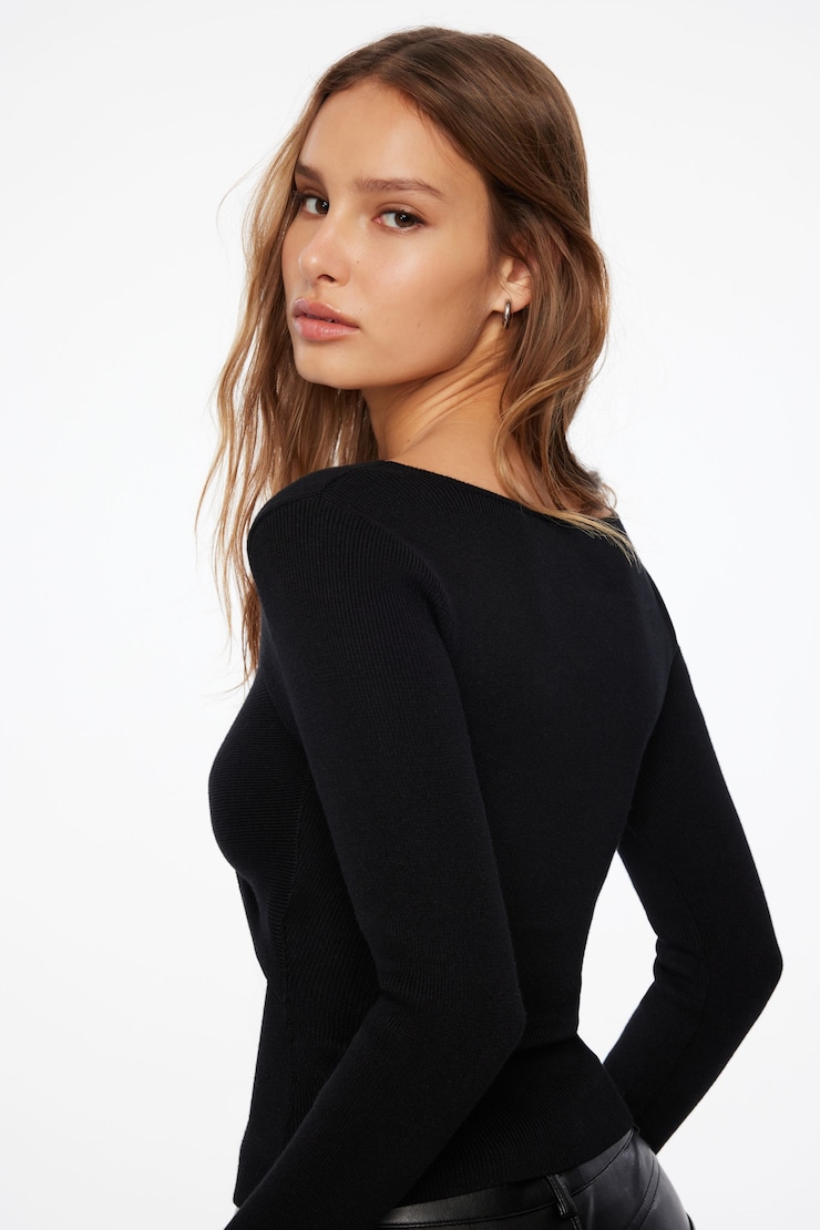 Twisted Cutout Sweater Jet Black large