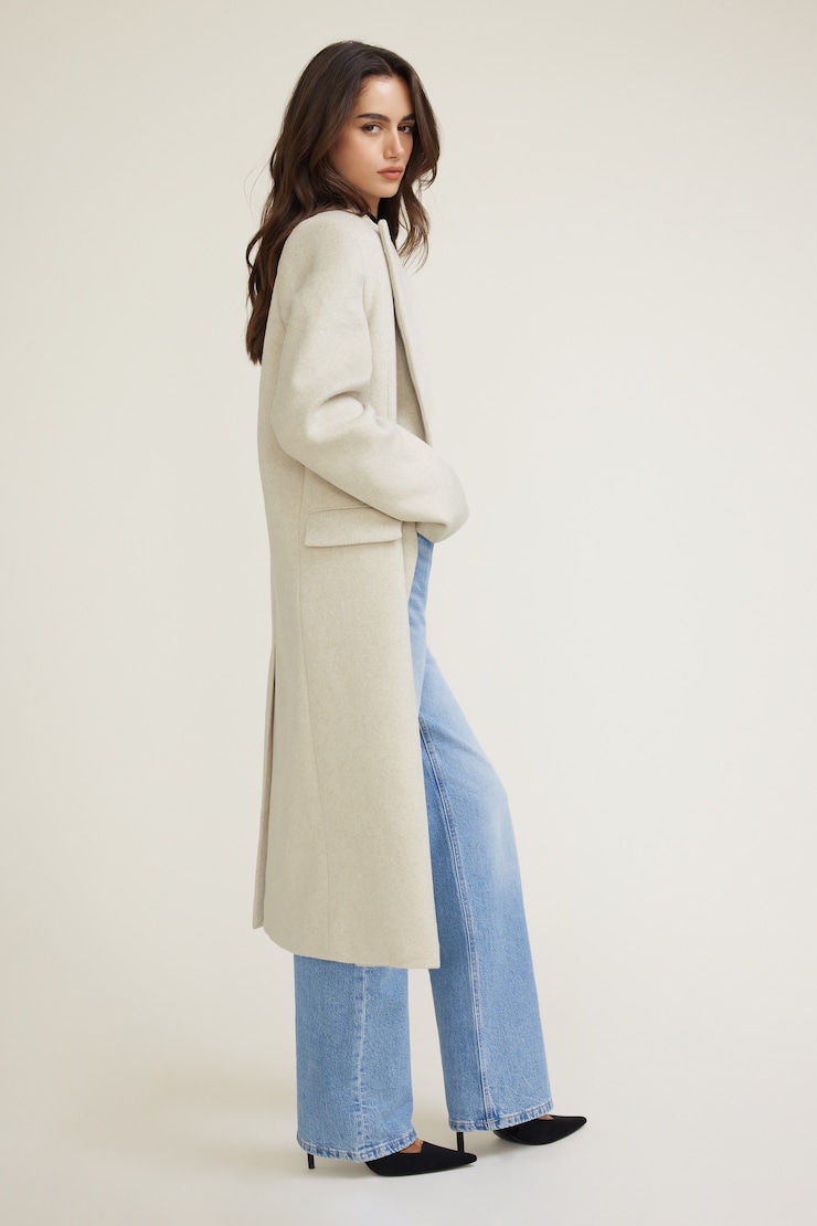 Oversized Double Breasted Wool Coat Light Oatmeal Beige large