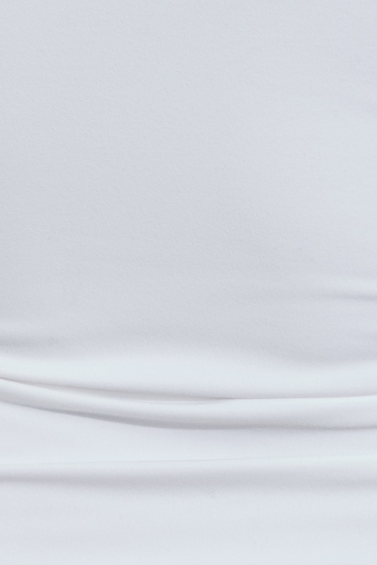 Sleek V-Neck Long Sleeve Top, Bright White, large