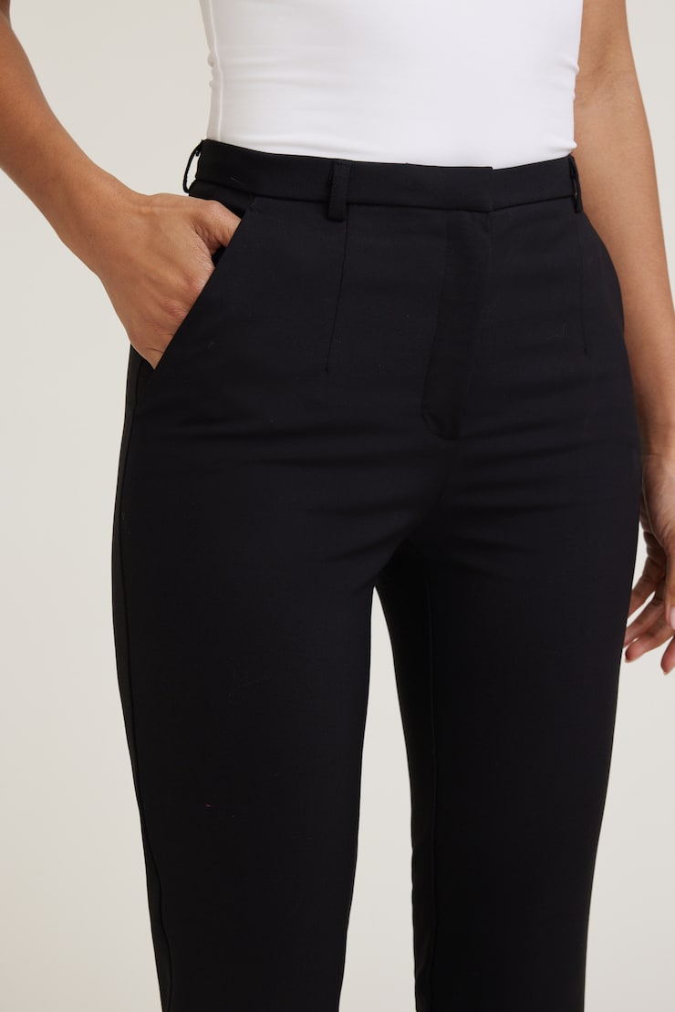 High Rise Slim Leg Pants Jet Black large