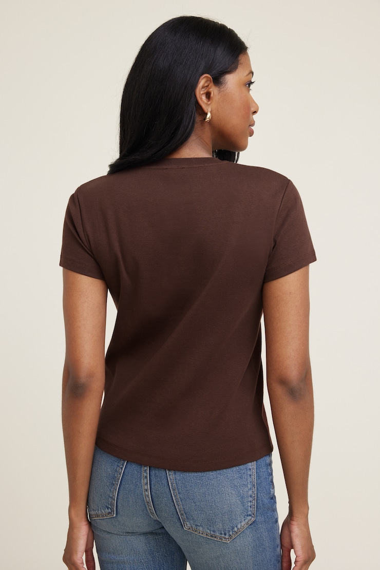 Emy Slim Cotton T Shirt Bitter Chocolate Burgundy large