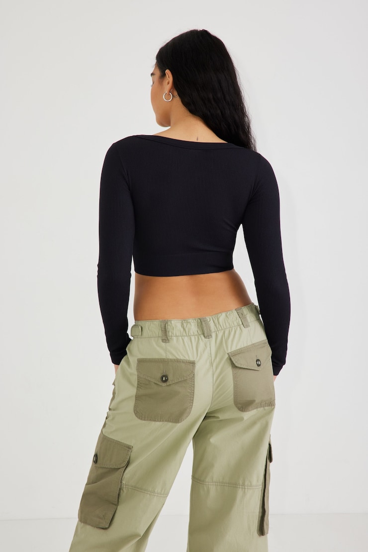 Sonia Seamless Long Sleeve Top , Jet Black, large