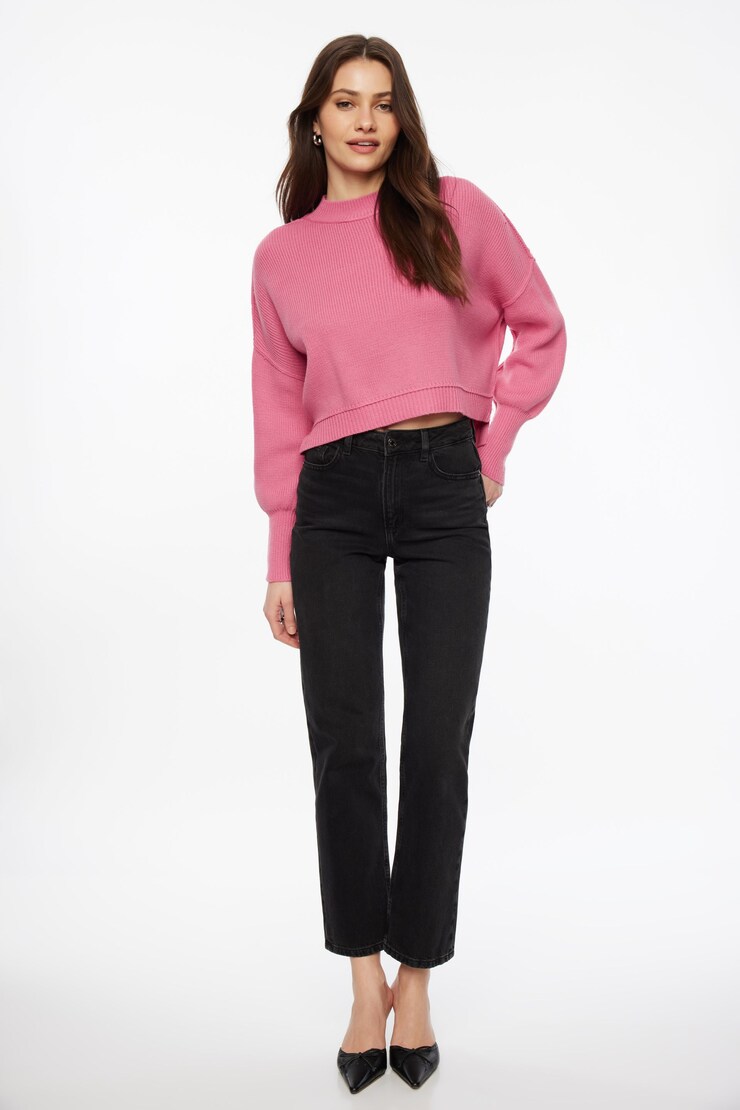 Exposed Seam Crewneck Sweater Rose Pink large