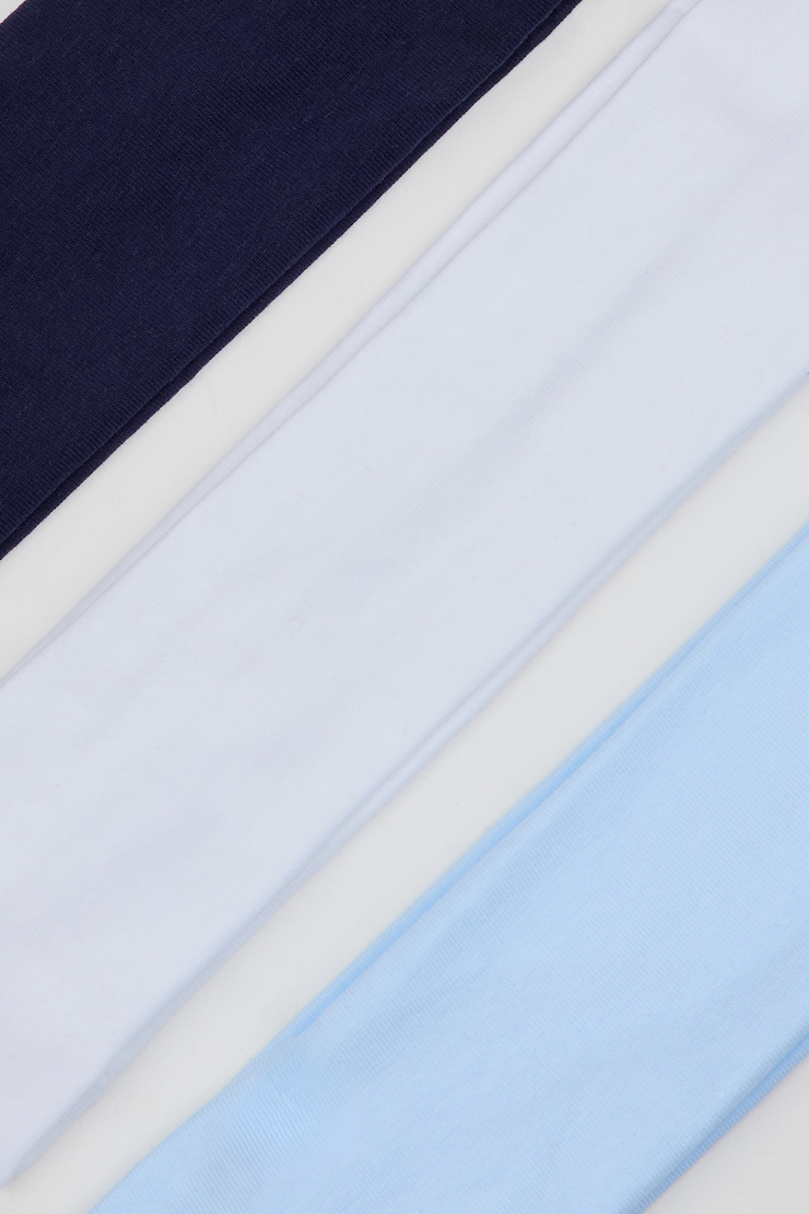 Set of 3 Stretchy Headbands, White/Baby Blue/Mariana Bleu, large