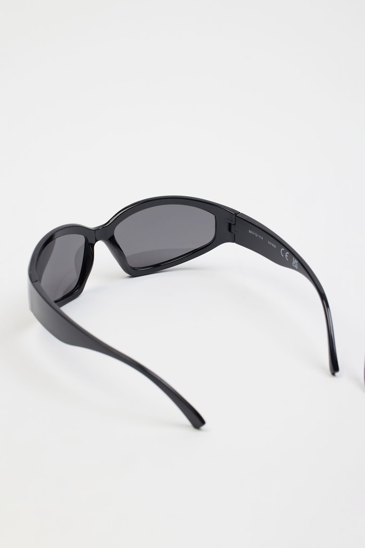Wrap '90s Sunglasses, Jet Black, large