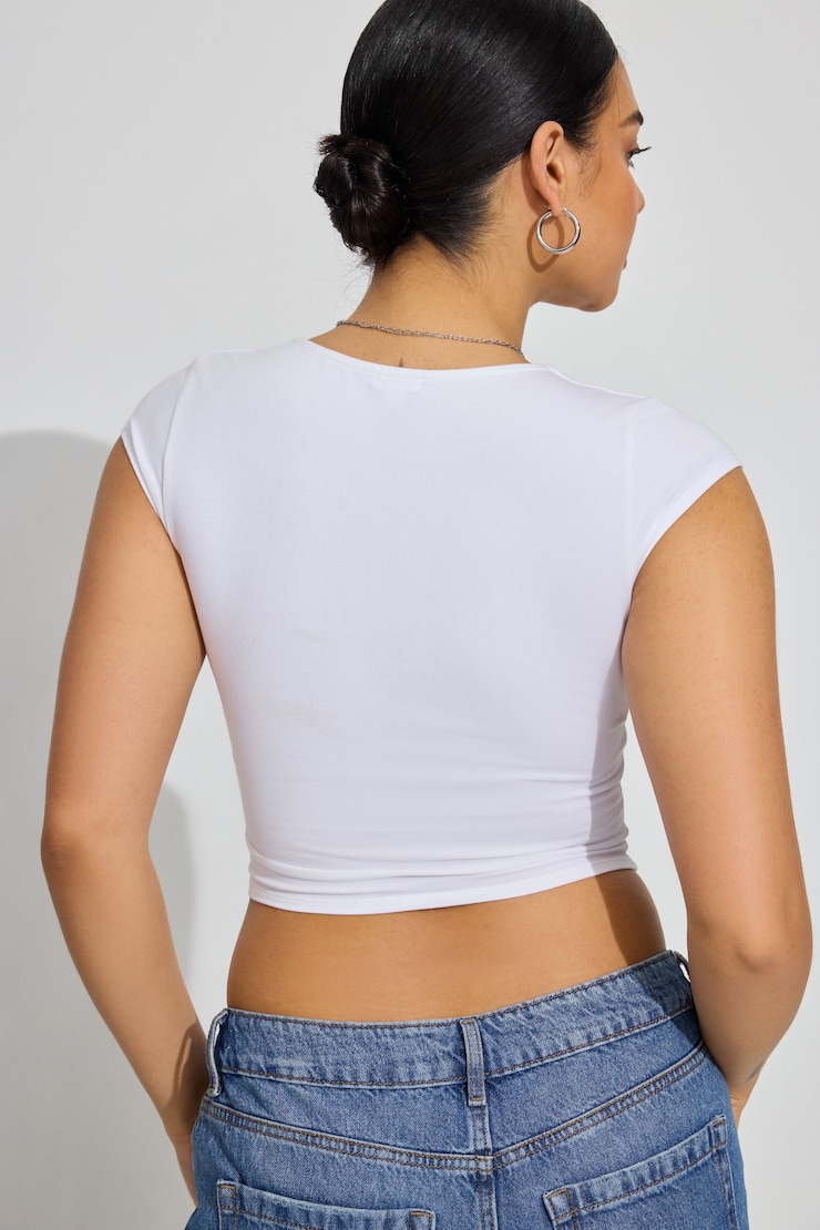 Portia Square Neckline Tee, Bright White, large