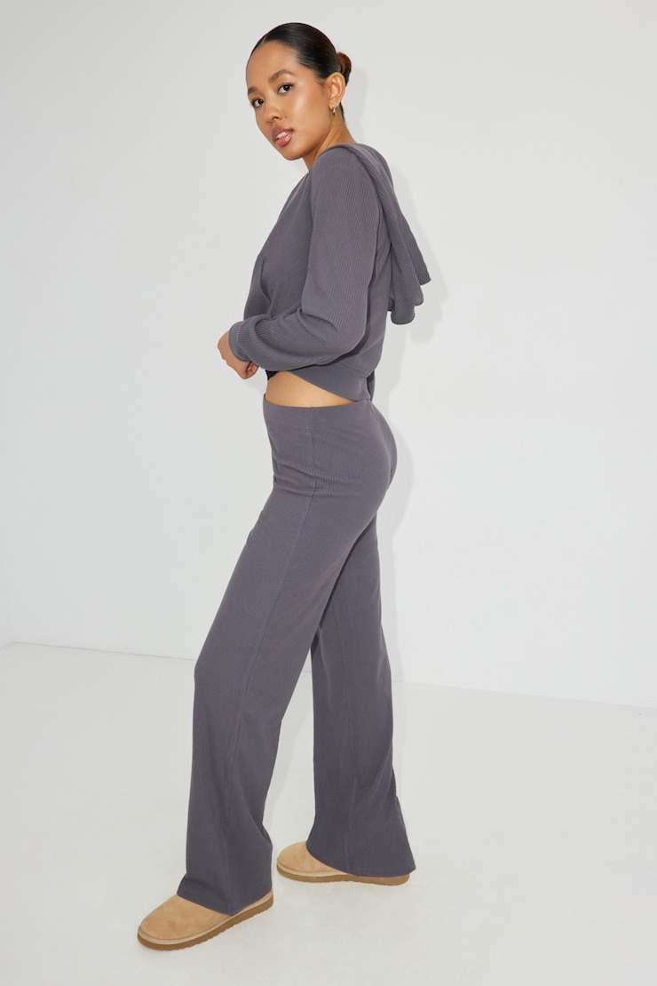 Flared Sleep Rib Pant, Forged Iron Grey, large