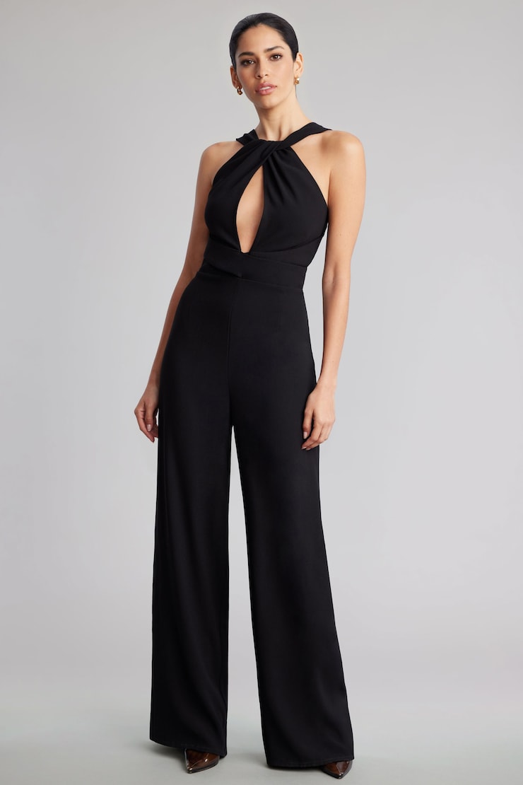 Halter Cut Out Jumpsuit Jet Black large