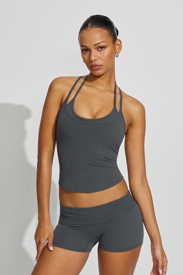Active Layered Tank Top, Burnt Ash Grey, large