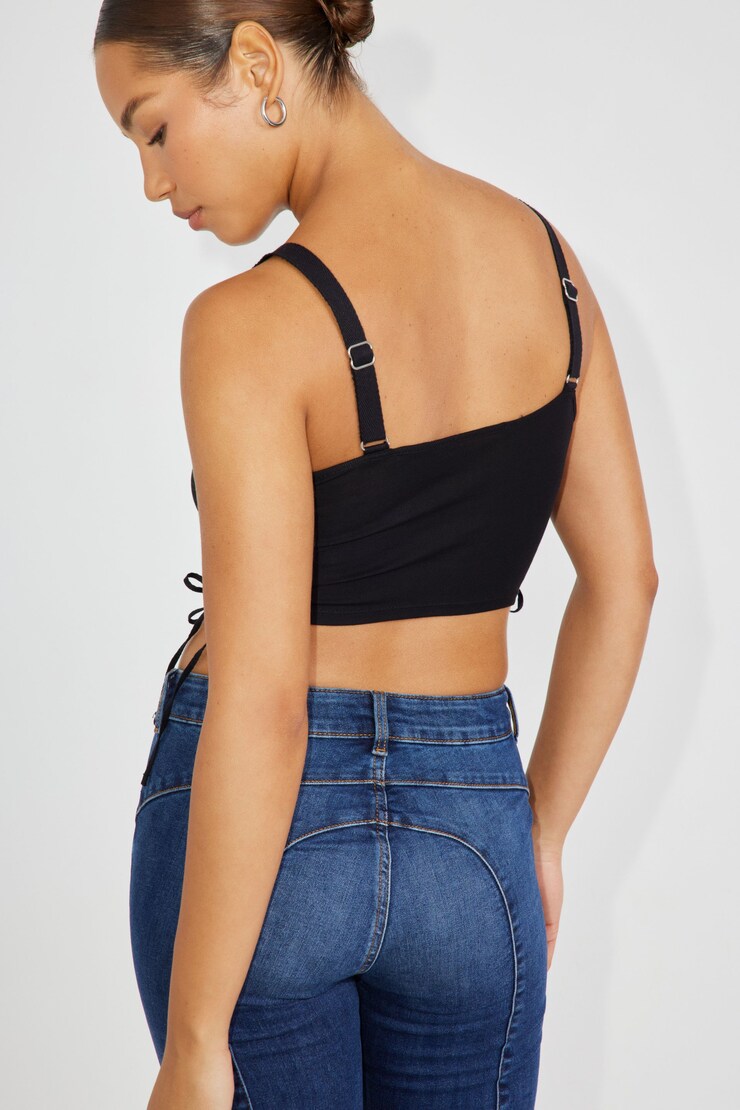 Corset Tank Top, Jet Black, large