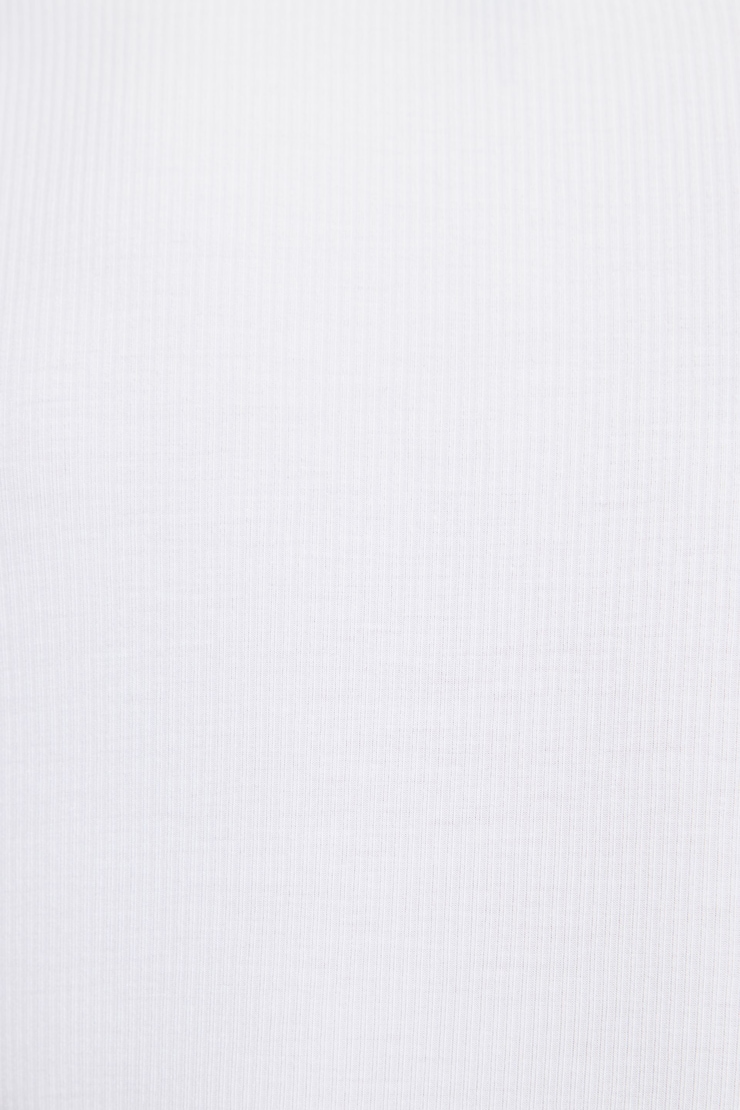 T-shirt côtelé à col échancré et à manches longues Blanc éclatant large