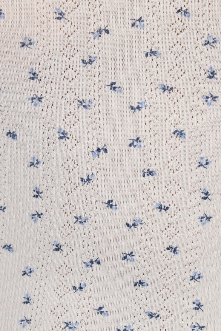 Tiny Pointelle Short, White/Blue Ditsy Print, large