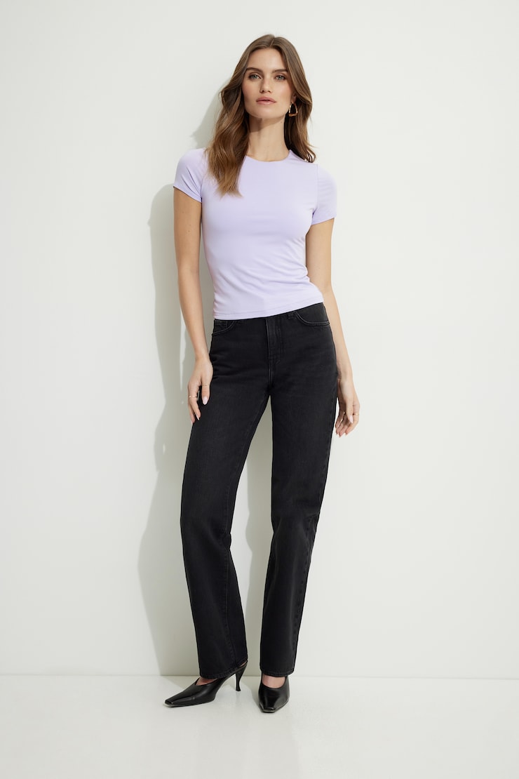 Drea Crewneck Jersey T Shirt Purple Heather large
