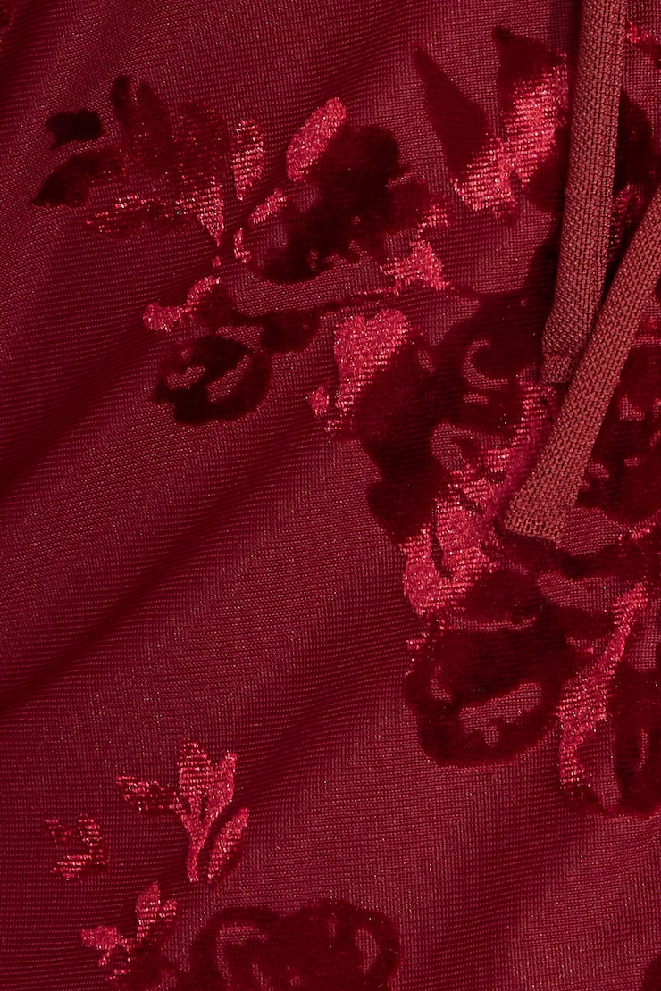 Flyaway Burnout Long Sleeve Top, Cabernet Red Floral, large