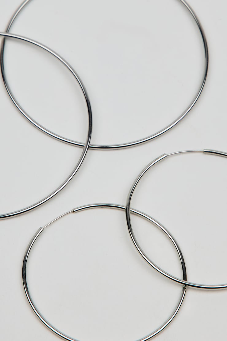 2 Pack Basic Super Skinny Hoops, Argent, large