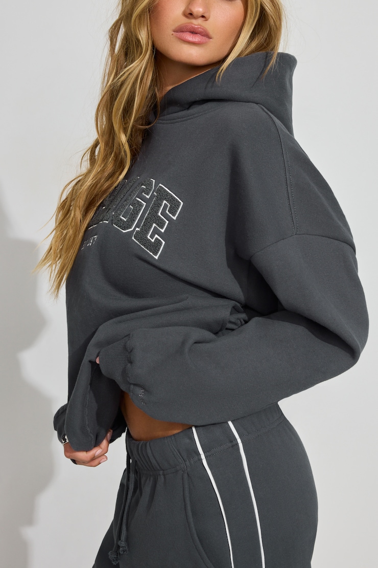 UltraFleece Hoodie, Burnt Ash Grey with "GARAGE" Logo, large