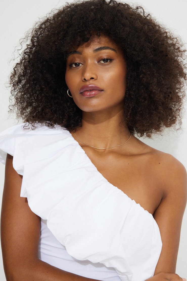 Single Shoulder Puff Sleeve Bodysuit