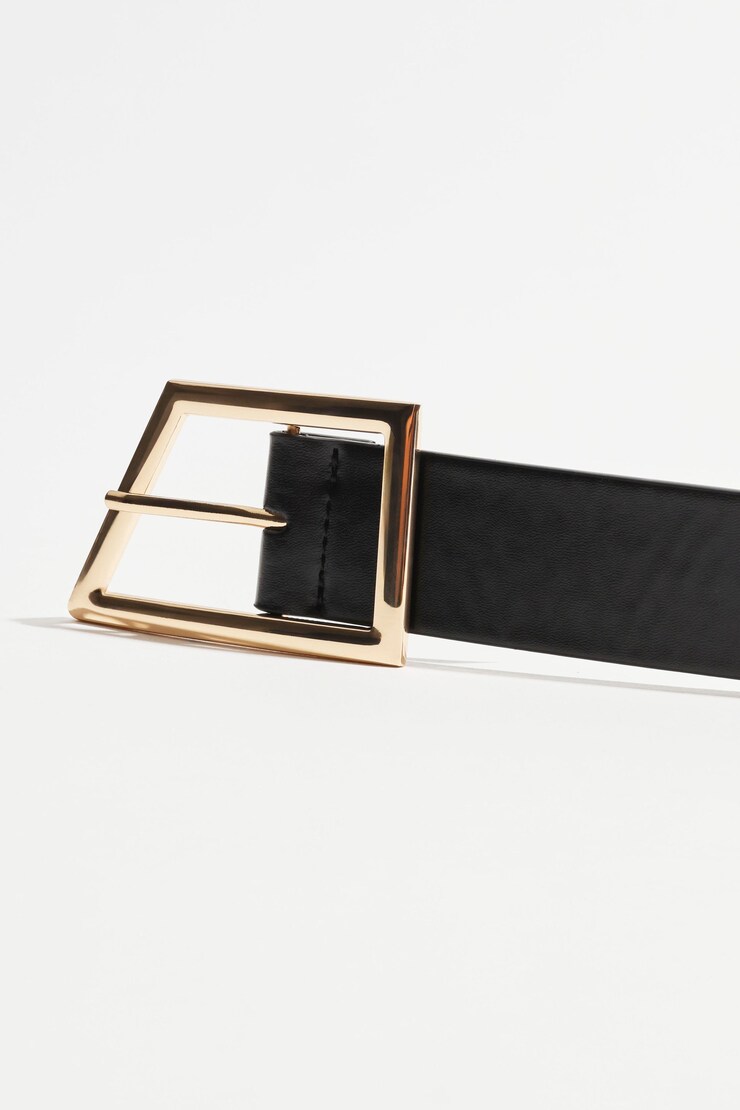 Trapezoid Buckle Belt Black & Gold large