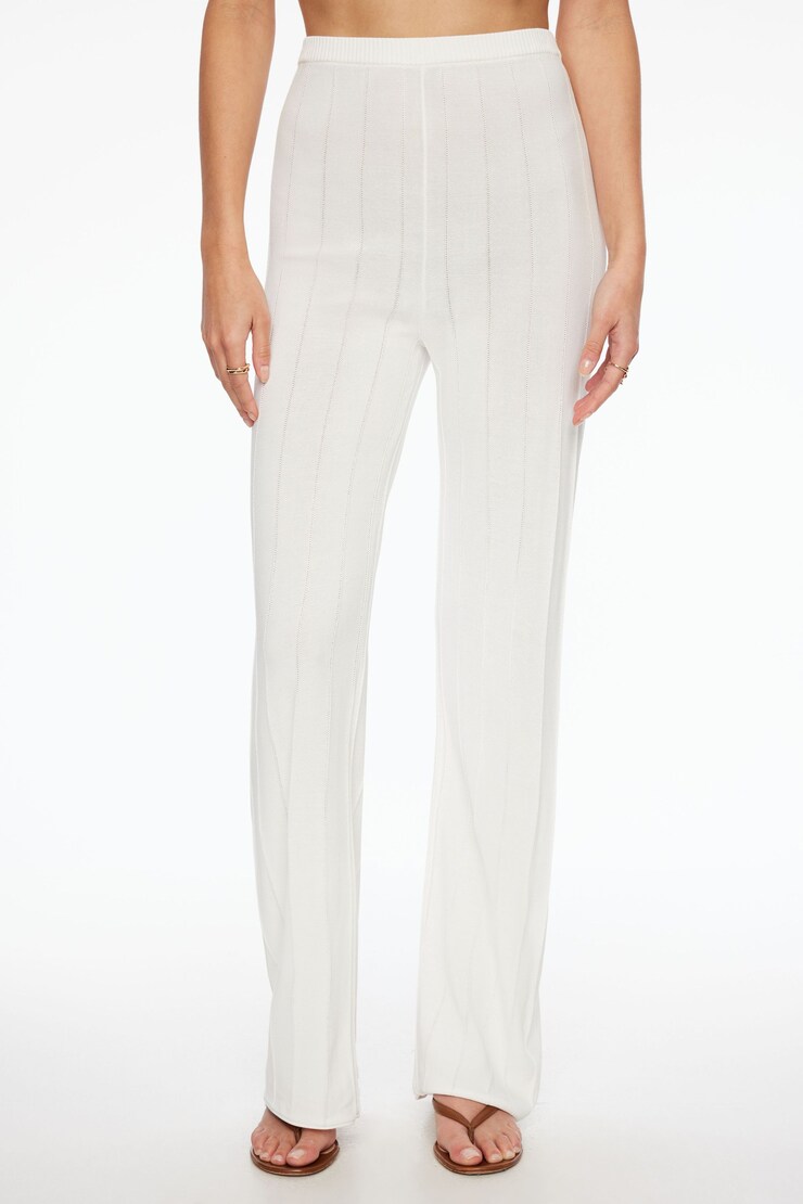 Pointelle Wide Leg Pants Sea Salt Off-White large