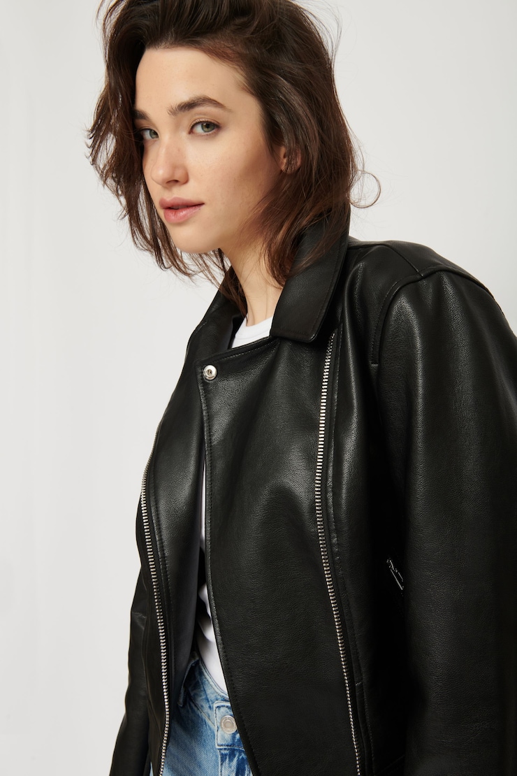 Kennedy Moto Faux Leather Jacket Black | Dynamite