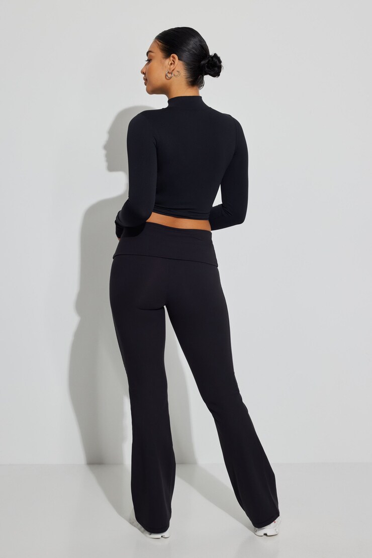 Fold Over Bootcut Legging, Jet Black, large