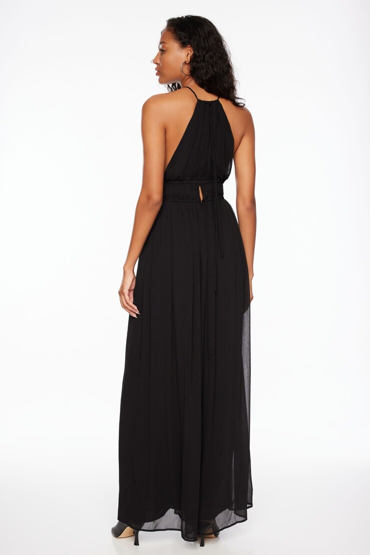 Halter Pleated Jumpsuit Jet Black  large