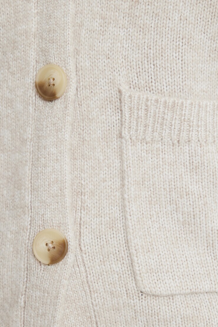 V Neck Button Cardigan Oatmeal Mix large