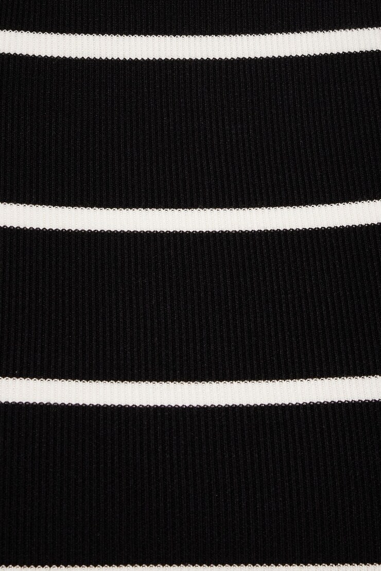 Striped Square Neck Mini Dress Black & Thin White Stripes large